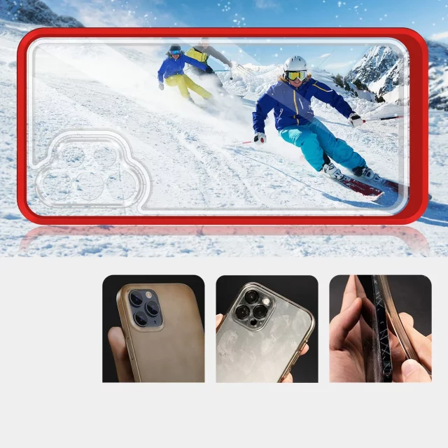 Klare 3in1 Hülle für Samsung Galaxy A72 4G Frame Gel Cover Rot