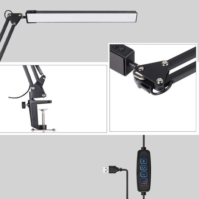 Alogy LED desk lamp Dreslarska USB with an adjustable long arm for the desk top Black