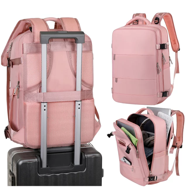 Dámský cestovní batoh na notebook do kufru Zavazadla do letadla Práce do školy 45x30x20cm Alogy Pink