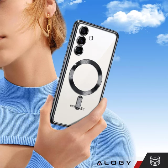 Pouzdro Alogy LuxeShield™️ Glamour Luxusní Kryt s Krytem Fotoaparátu pro Samsung Galaxy S25 Plus, Černé