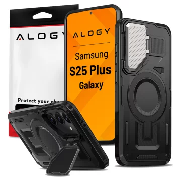 Samsung Galaxy S25 Plus Case for MagSafe Reinforced Armored Lens Protection with Stand Function Protective Phone Case Alogy HeavyDuty Mag™️Black