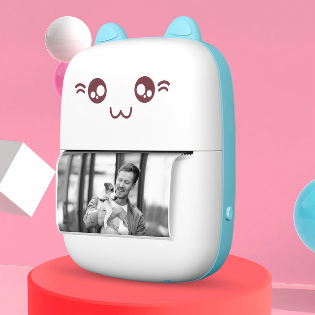 Drukuś Thermodrucker mit 6 Rollen Thermopapier für Kinder Blau