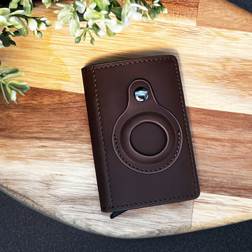 Alogy Smart Wallet s držákem na kartu AirTag Air Tag pro hotovostní RFID ochranu Hnědá