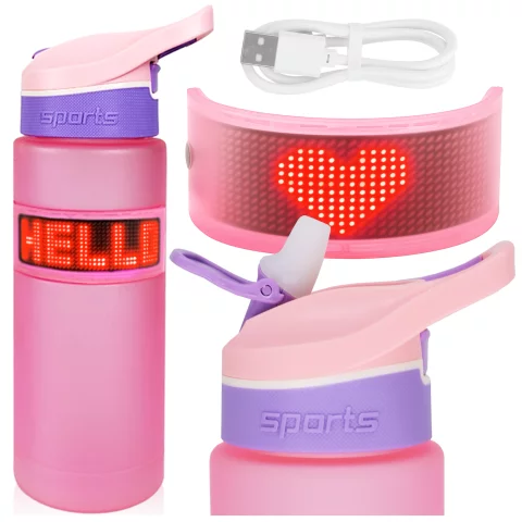 Chytrá láhev na pití Alogy FitBottle™ 800ml s LED displejem a Bluetooth připojením, brčko, motivační, opakovaně použitelná - růžová