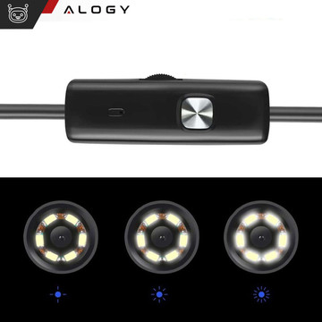 Alogy Duo Cam 1920 Full HD Lightning endoskopická inspekční kamera pro iPhone, USB-C, micro USB 3m 8mm černá