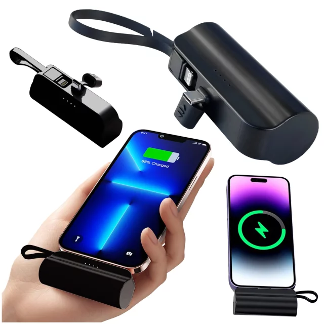 PowerBank 5000 mAh Alogy Power Bank Pocket kleines externes Ladegerät Power Bank USB-C und Lightning Schwarz