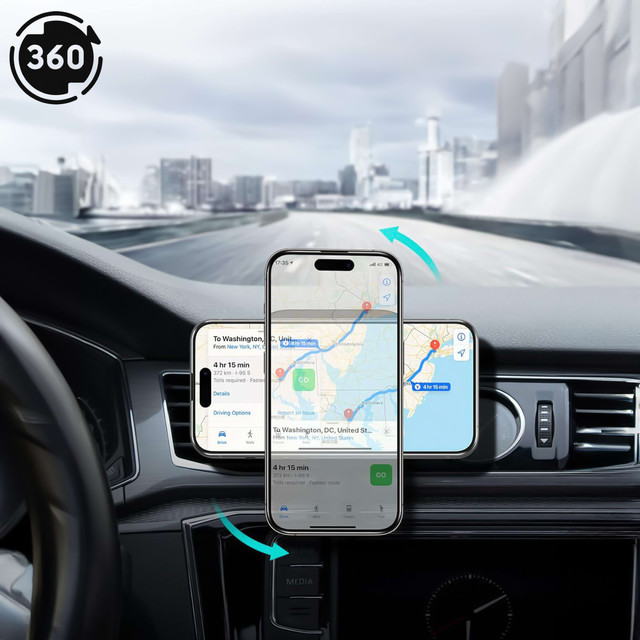 Uchwyt samochodowy na kratkę z ładowarką Mag Safe 15w do iPhone LED PD QC 3.0 do kratki wentylacyjnej auta Alogy czarny