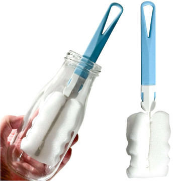 Washing brush for cleaning bottles, jars and glasses Sponge Cleaner Washer with foldable handle Alogy blue and white