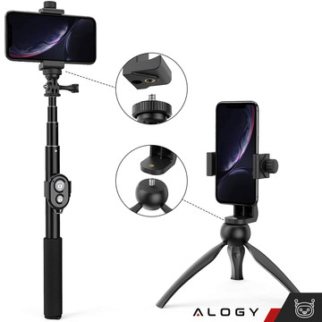 Držák telefonního adaptéru pro selfie tyč stativ 1/4 otočný o 360 univerzální Alogy černý