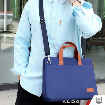 Men's and women's shoulder briefcase bag for laptop tablet 15.6 inch fabric travel cover Alogy Navy Blue