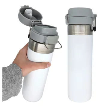 Schreibtischventilator, Standventilator, kleiner Umwälzventilator mit Clip, kabelloser Handventilator, 500 mAh, USB-C, Alogy White