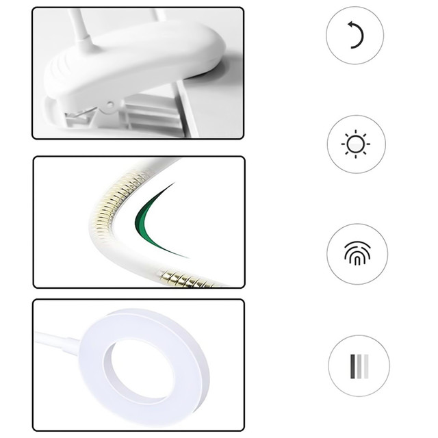 Desk lamp Alogy Desk LED Ring Lamp with a desk clip wireless flexible White