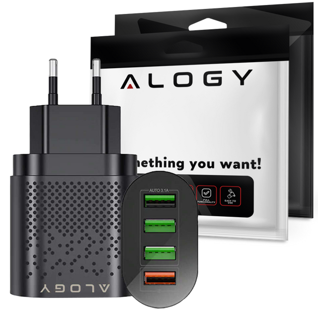 Alogy 4x USB Quick Charge 3.0 2.4A wall charger Black