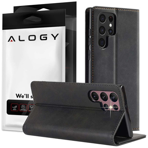 Alogy Forwenw Leder Flip Wallet Case für Samsung Galaxy S22 Ultra Schwarz