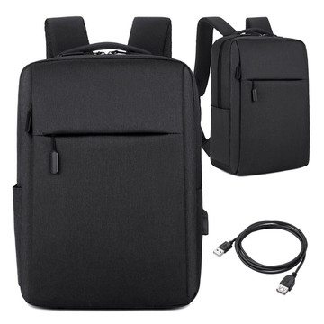 Backpack laptop bag 15.6" large waterproof with USB port Unisex 41x29x12cm for plane Alogy Backpack Black