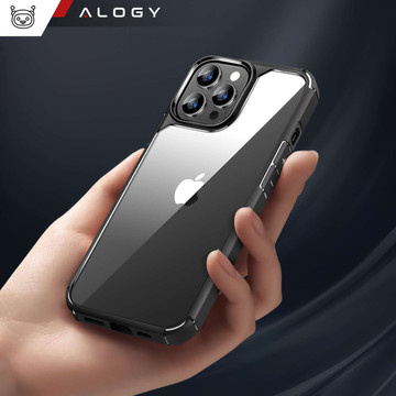 Case for iPhone 15 Pro Housing Case 2x screen glass and 2x lens armored Alogy 360 Hybrid Set 5in1 black and transparent