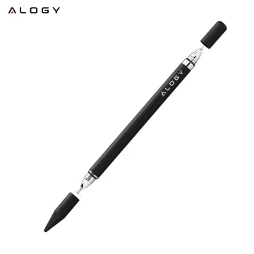Kapacitní dotykový stylus Alogy 2 v 1 pro obrazovku telefonu a tabletu s perem Černá