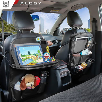 Alogy Schwarz Organizer 2 Halterungen für Auto Autos Reisetisch Autositzschutz Rückenlehne Rückenlehne Sitz