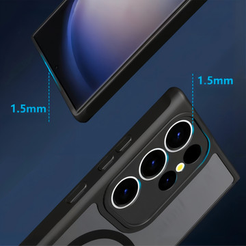 MagSafe Alogy Ring Mag Clear Case pro Samsung Galaxy S23 Ultra Qi Chargers Black