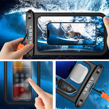 Alogy Waterproof Case universal IPX8 waterproof bag for phone up to 9 inches and accessories Black