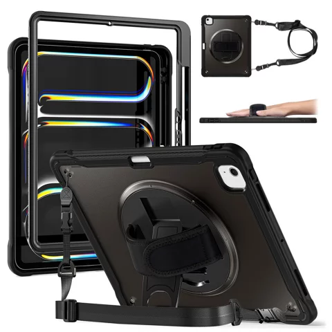 360°-Schutzhülle mit Stifthalter für Apple iPad Air 11" (2024, 2025) / Air 10,9" (2020, 2022) / Pro 11 (2018) – Alogy Pirate 360 ​​Tablet-Hülle, Schwarz