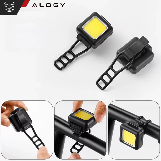 Lampka rowerowa na rower przednia tylna zestaw 2 lampek przód + tył COB USB Alogy Bike Light
