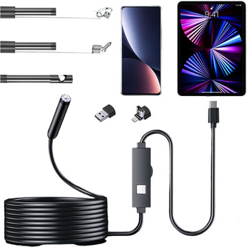 Alogy Duo Cam 1920 Full HD Lightning endoskopická inspekční kamera pro iPhone, USB-C, micro USB 3m 8mm černá