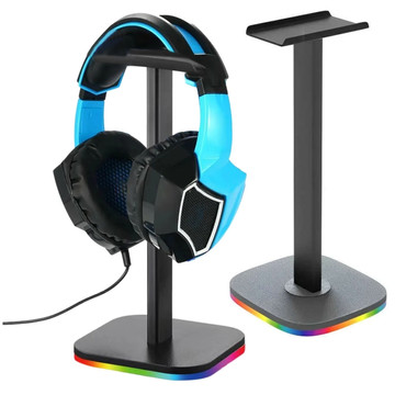 Držák na stojan na herní sluchátka s RGB LED podsvícením Černá