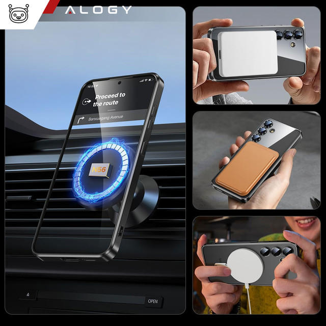 Case for Samsung Galaxy S24 Mag Safe Glamor Case Ring Housing Camera Protection Alogy Black Transparent Glass