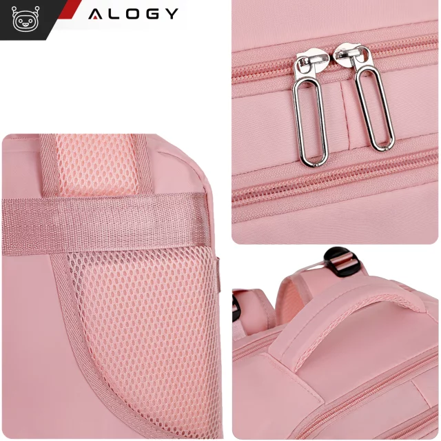 Women's Laptop Backpack Travel Suitcase Luggage for Plane Work School 45x30x20cm Alogy Pink