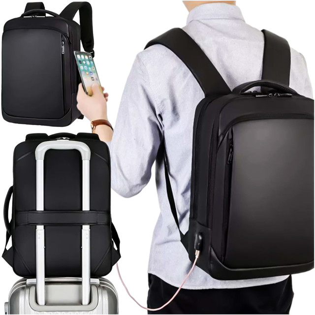 Batoh taška na notebook 15,6 palcový pánský dámský velký kufr do letadla USB unisex 42x30x10cm Alogy voděodolný černý