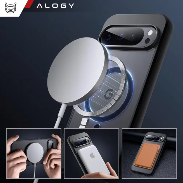 Hülle für Google Pixel 9/ 9 Pro Alogy MagSafe Hybrid Matte Case Rückseite für MagMat Phone Mattschwarz