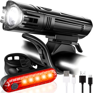Bicycle Light 2in1 Front Rear Waterproof IPX4 LED Front Rear USB Light Bicycle Light Set Alogy