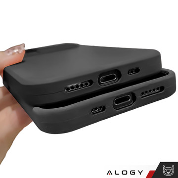 Case for iPhone 15 Plus Slide Case with Lens Protector Camera Housing Matte Black Alogy Soft Matt Glass