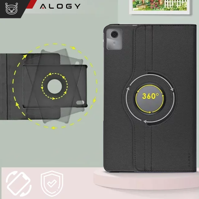 Etui 360 do Lenovo Tab K11 / K11E 11” M11 10.95" TB330FU / TB330XU / TB331FC obrotowe pokrowiec obudowa z klapką na tablet Case Alogy Czarne