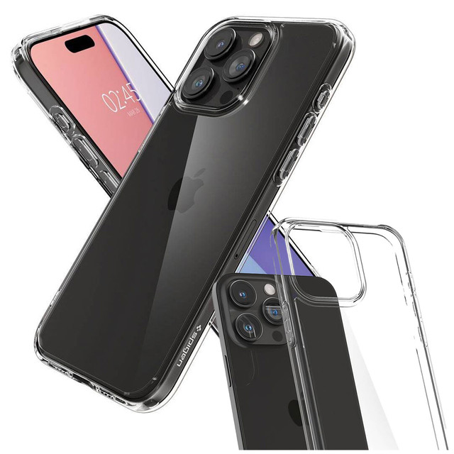 Etui do iPhone 15 Pro Max Spigen Ultra Hybrid Case obudowa plecki Crystal Clear + Szkło