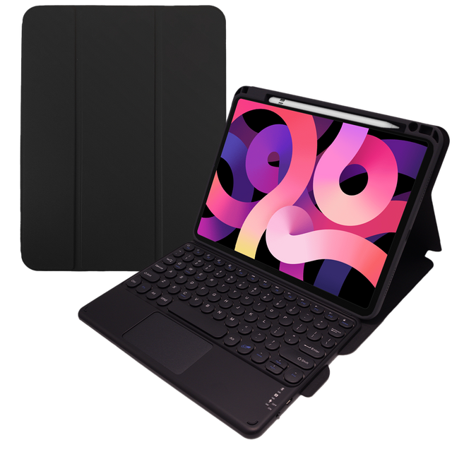 Alogové pouzdro Bluetooth klávesnice Touchpad 4v1 Magnetická tužka pro Apple iPad Air 4 2020/5 2022 Černá