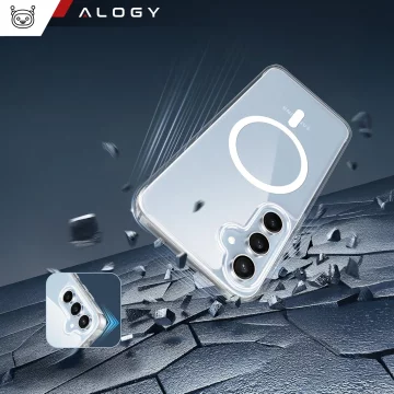 Etui do Samsung Galaxy S25 obudowa ochronna na telefon Alogy HybridMag™️ Case do MagSafe Przezroczyste + Szkło