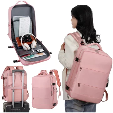 Women's Laptop Backpack Travel Suitcase Luggage for Plane Work School 45x30x20cm Alogy Pink