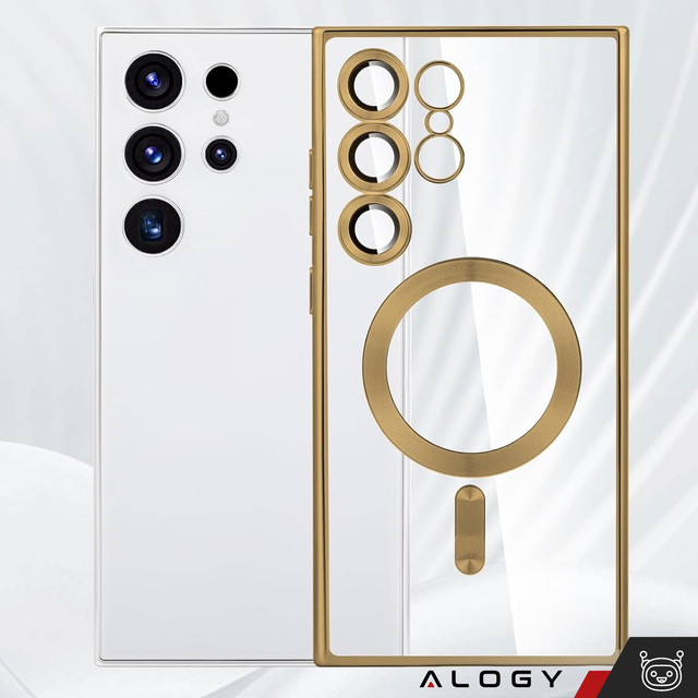 Pouzdro pro Samsung Galaxy S24 Ultra Mag Safe Glamour pouzdro kroužek pouzdro ochrana fotoaparátu Alogy zlaté čiré sklo