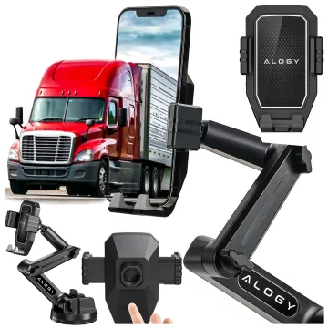 Car Phone Holder 7.2" for Truck Bus Lorry Excavator Car Long 43cm for Windshield Cockpit Alogy Black