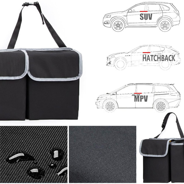 Car organizer Bag for the trunk of a car, large trunk for a seat with Velcro, Alogy Black