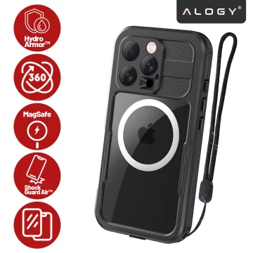 Alogy HydroArmor™ IP68 wasserdichte Hülle mit transparenter Rückseite, 360-Panzerabdeckung für MagSafe für Apple iPhone 16 Pro Max