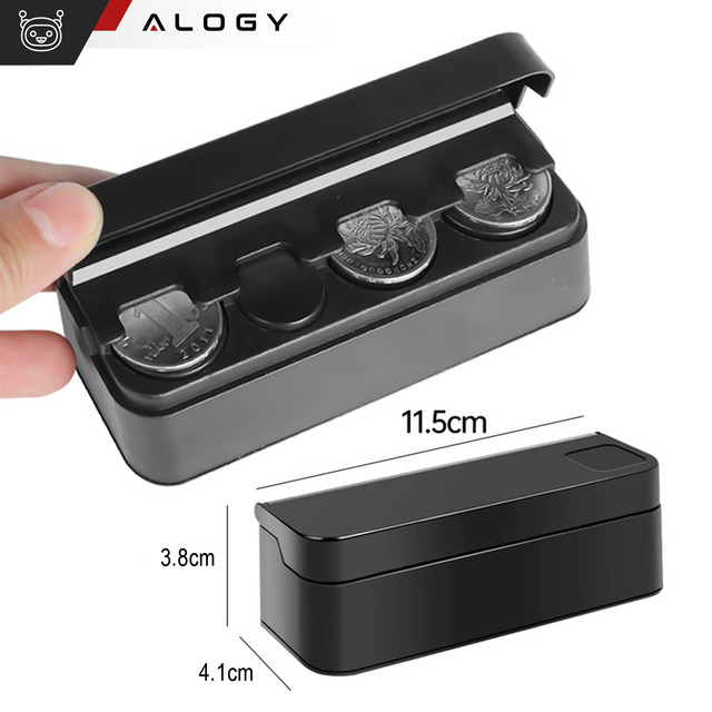 Münzbox Münzhalter Brieftasche Organizer Aufbewahrungsbox für kleine Münzen für Auto Autos Büros Zuhause Box Alogy Schwarz
