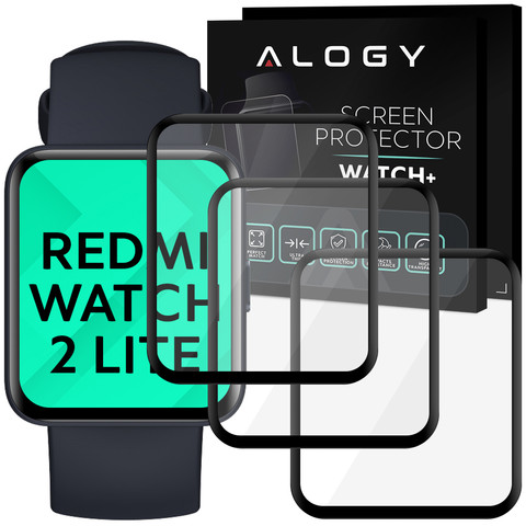 3x Flexible Glass 3D Alogy Screen Protector Pro for Xiaomi Redmi Watch 2 Lite Black