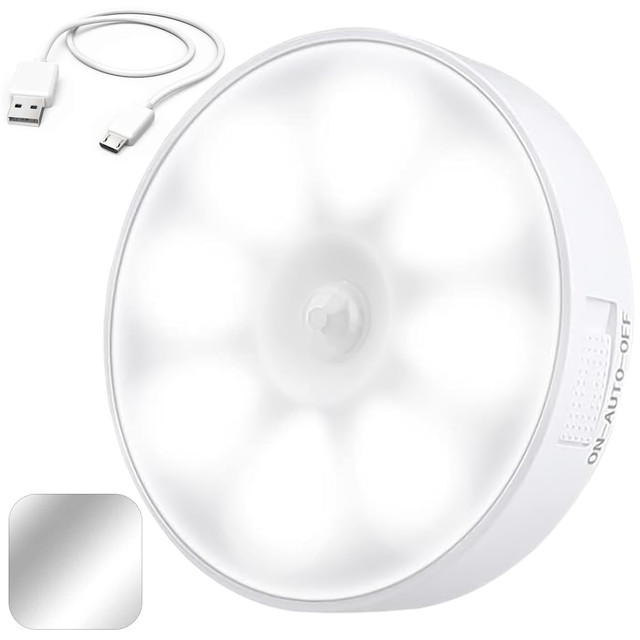 2x Lampka lampa LED czujnik ruchu zmierzchu nocna Alogy Sensor Light Bezprzewodowa oświetlenie meblowe Światło białe 6000k