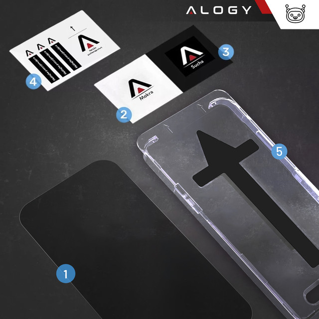 Szkło hartowane Prywatyzujące do Apple iPhone 16 ochronne szkiełko na ekran 9H Alogy Privacy EasyShield™️ z ramką montażową