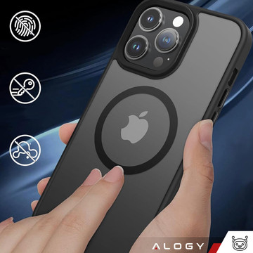 Pouzdro pro iPhone 14 Pro Mag Safe Matt Case Cover Matte Alogy Ring Armored Phone Case Black Glass
