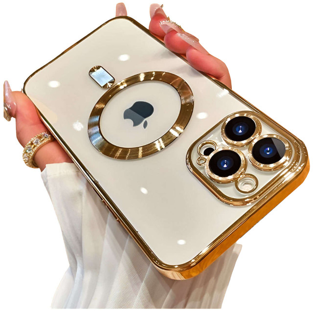 MagSafe Case for Apple iPhone 14 Pro Alogy Glamor Luxury Ring housing Gold-transparent