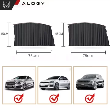 Magnetic Cover Curtain Roller Blind for Rear Side Car Windows Sun UV Protection Black [2pcs]